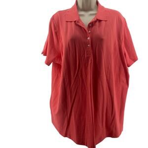 Lee Riders Womens Polo Shirt Deep Pink Short Sleeve Stretch Collar Plus Size 1X